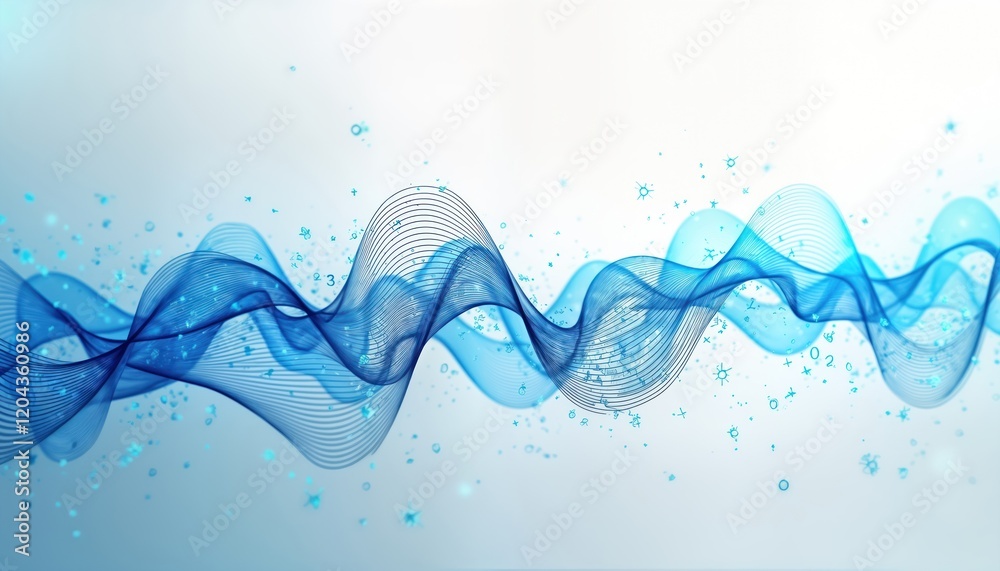 Leinwandbilder abstract futuristic illustration of dynamic blue waves. data visualization concept. interconnected l