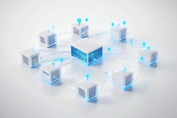 3D Content Delivery Network Icon Isolated and White Background