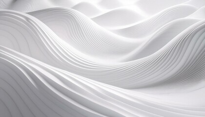 Fototapeta premium A 3D tile design with a wave-like texture in glossy white, creating a dynamic and fluid look, adding depth and elegance to modern interiors