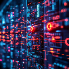 Fototapeta premium digital interface of a power plant showing cyber attack