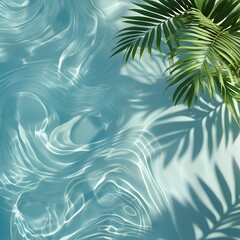 Fototapeta premium Tropical Poolside with Palm and Copy Space Banner