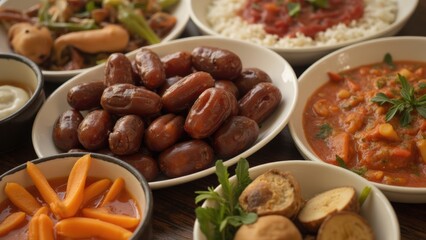 A Vibrant Spread of Middle Eastern or North African Cuisine