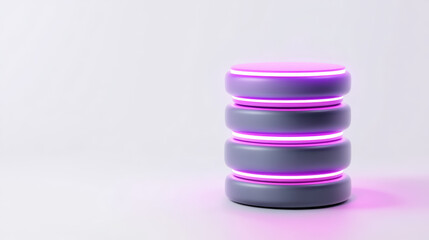 Modern decorative light with purple glow placed on a light background highlights contemporary design