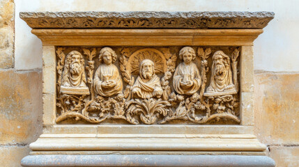 Obraz premium Gothic architecture, A detailed close-up image of a Gothic choir screen, highlighting intricate architectural features and artistic craftsmanship.