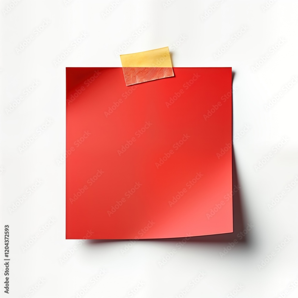 Poster Red sticky note on white background. Blank sticky note ready for message reminder. Simple office supply. Versatile for various uses. Perfect for business personal notes. Use for reminders quick