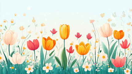 "Spring season decoration featuring a vibrant floral pattern, perfect for adding a fresh and lively touch to any design."