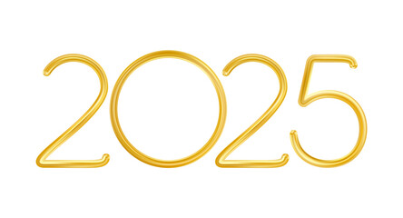 2025 Gold Thin Realistic New Year Number.