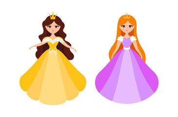 Quinceanera princess character. Young girl in a fluffy dress with a crown.