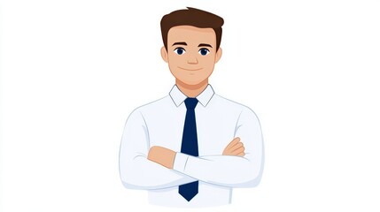 Businessman crossing his arms with a confident smile in a corporate themed vector, symbolizing success, positivity, and leadership