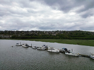 High Angle View of River Thames at Rochester Town in the Unitary of Medway and Located at Kent,...