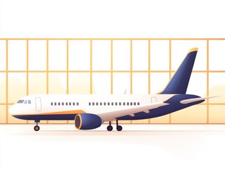 Modern passenger airplane at the airport gate, showcasing streamlined design and advanced engineering for commercial aviation and efficient air travel