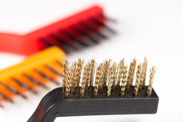 Wire brushes for removing rust from parts by hand. Diy tools for metal brushing.