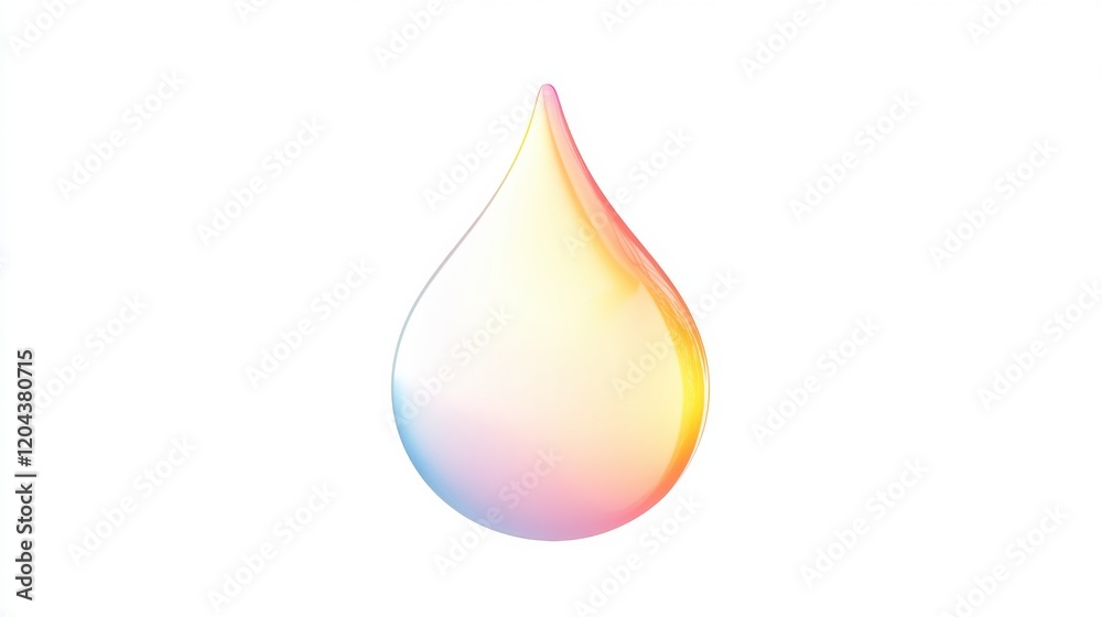 Aufkleber colorful water droplet design with gradient hues on a plain background. generative ai