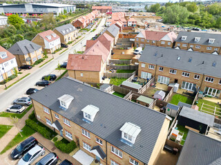 Fototapeta premium Aerial View of Rochester Town in the Unitary of Medway and Located on River Thames, Kent, England United Kingdom. High Angle Drone's Camera Footage was Captured on April 20th, 2024
