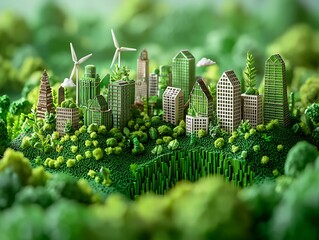 A green industry concept focused on sustainable energy and eco-friendly practices, emphasizing low