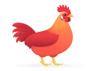 Fototapeta premium Red hen with elegant posture in a minimalist vector design against a plain backdrop, showcasing striking detail and a modern agricultural aesthetic for branding and digital usage