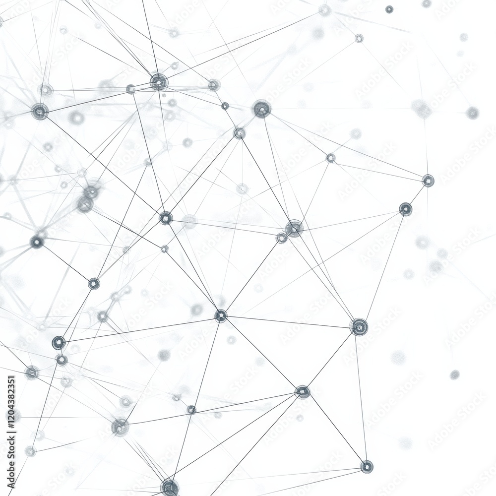 Poster Abstract representation of interconnected nodes symbolizing network communication and data flow in modern technology. Generative AI