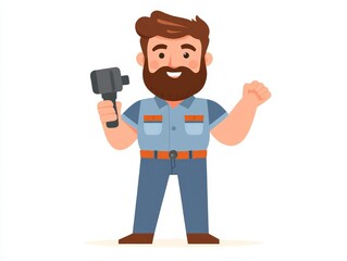 Fototapeta premium Smiling handyman with tools radiating confidence and professional expertise, emphasizing DIY spirit, craftsmanship, and enthusiasm for creative home improvement projects