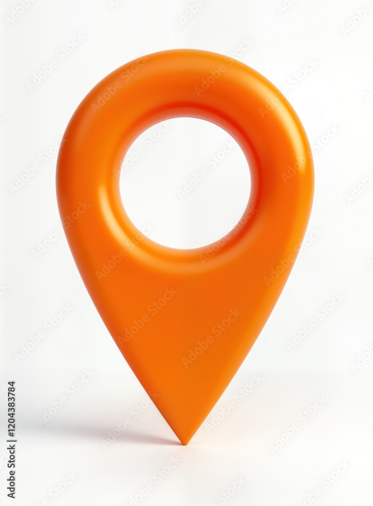 Aufkleber Orange location pin icon on white background. Modern map application symbol. Navigation destination pointer. Isolated graphic element for journey travel. Three-dimensional design. Suitable for