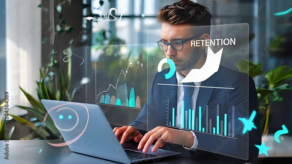 Aufkleber Visualizing Customer Retention: Data-Driven Insights for Business Growth. Understand trends, boost loyalty, and improve strategies. Chart displays key metrics for effective customer relationship      