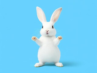 Obraz premium Minimalist white bunny figurine with golden details and playful pose, blending elegance and simplicity in high quality seasonal decor perfect for Easter and spring designs