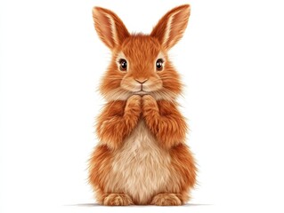 Naklejka premium Realistic brown rabbit portrait with intricate fur details, warm tones, and natural composition, blending lifelike textures and serene mood perfect for wildlife themed designs