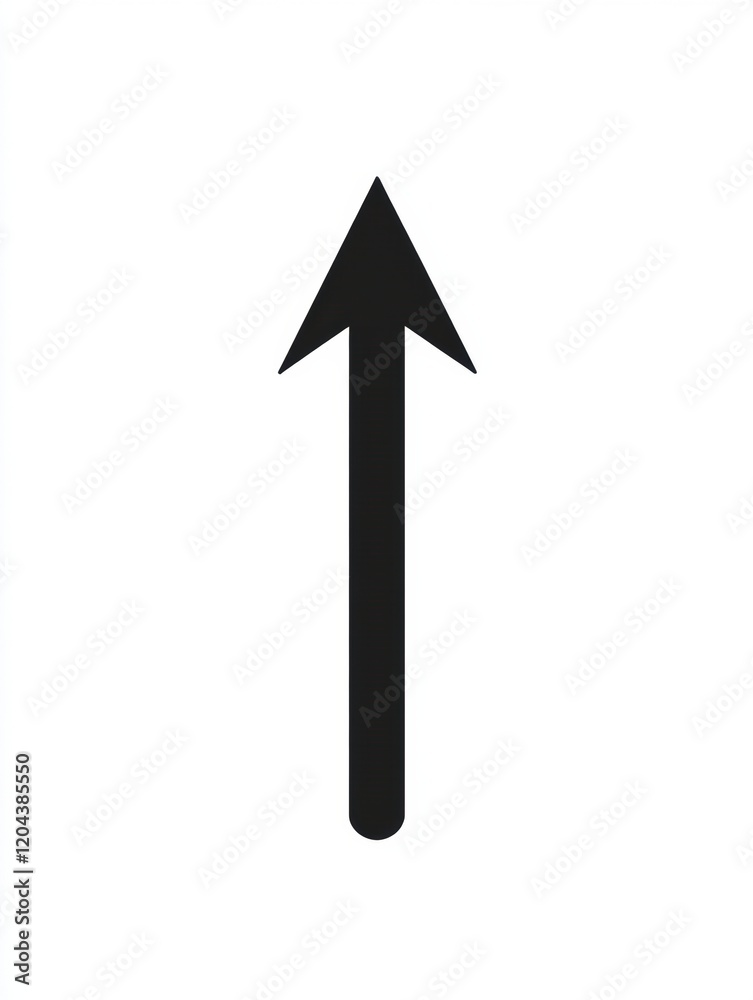 Poster Simple black arrow symbol pointing upwards on a white background for design or directional use. Generative AI