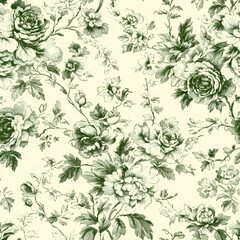 Fototapeta premium Green Chinoiserie Seamless Pattern Digital Paper