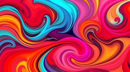 Obraz premium A digital wallpaper featuring an abstract illustration in vibrant, swirling colors, using a dynamic composition with a focus on texture and depth, creating a sense of mo.