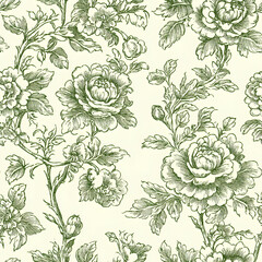 Green Chinoiserie Seamless Pattern Digital Paper