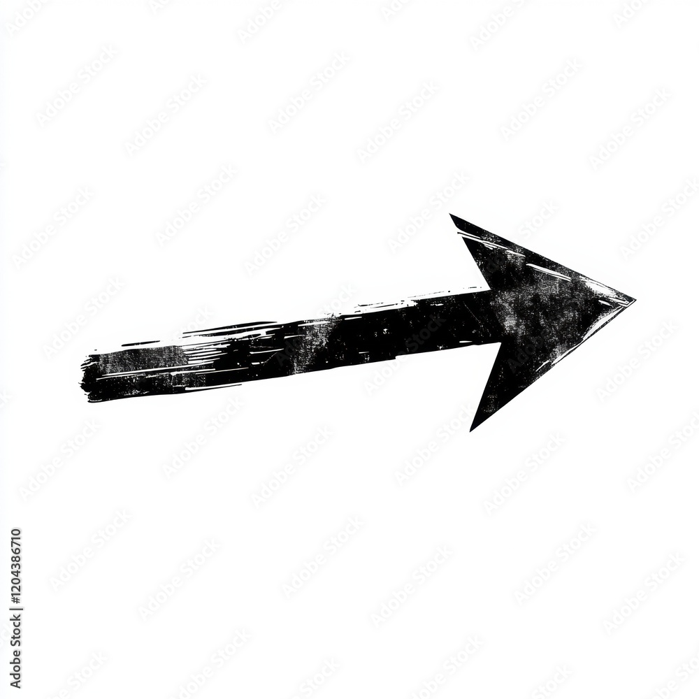 Poster bold black arrow pointing right made with brush strokes on a white background showcasing a modern ar