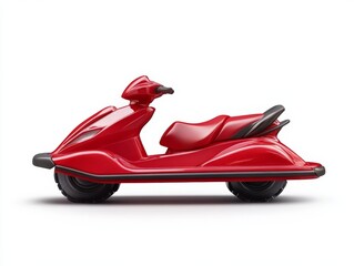 Streamlined red motor scooter parked in a minimalistic setup, embodying urban mobility and retro modern design, ideal for stylish transportation visuals