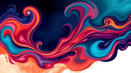 Fototapeta premium A dynamic abstract illustration wallpaper featuring swirling organic forms in vibrant jewel tones, rendered in a digital painting style with a high-contrast, high-resolu.
