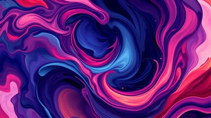Obraz premium A dynamic abstract illustration wallpaper featuring swirling organic shapes in vibrant jewel tones, rendered in a digital painting style with a high contrast, close-up f.
