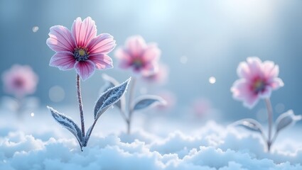 Frozen Elegance: Frosted Flowers in Winter's Arm
