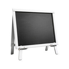 Obraz premium Blank Black Chalkboard on Stand for Presentations Isolated on transparent background