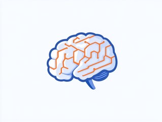 Digital icon of a human brain with intricate neural patterns, symbolizing intelligence, cognitive processes, and scientific exploration in a minimalistic and modern design