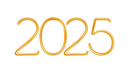 2025 Gold Thin Realistic New Year Number.