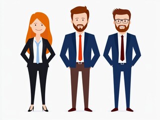 Confident business team of five men and women in corporate attire, standing together with determined expressions on a white background, symbolizing leadership, collaboration, and corporate excellence