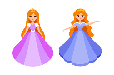 Fototapeta premium Quinceanera princess character. Young girl in a fluffy dress with a crown.
