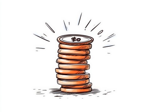 Stacked golden coins emitting radiant light, symbolizing wealth, financial success, and economic stability for business and finance related visual content