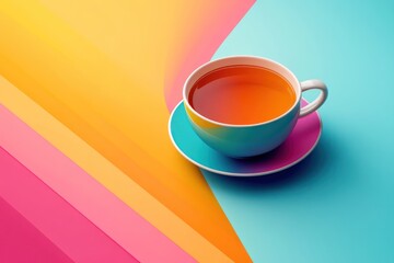 Bold Tea Cup   A clean-lined tea cup with bright colors and minimal background.