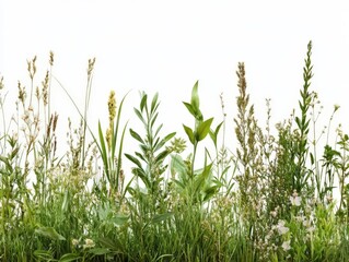 Obraz premium Dense cluster of wild grasses with seed heads swaying in natural light, symbolizing biodiversity, ecological harmony, and botanical detail for nature and environmental visuals