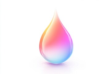Obraz premium Colorful water droplet with gradient hues reflecting light on a plain background. Generative AI