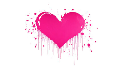 Painted Heart Wall Art - Pink heart, paint splatters, dripping paint, love symbol, vibrant artwork.  A bold graphic for Valentine's Day or romance themes.