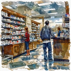 Pharmacist Assisting Nurse at Medication Counter