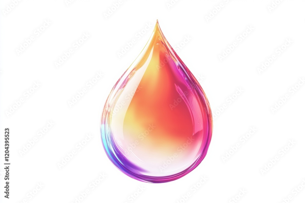 Poster colorful water droplet reflecting light with vibrant hues and gradient effects. generative ai