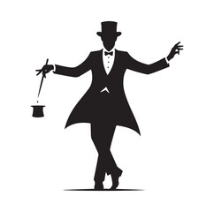 Magician pose silhouette vector illustration