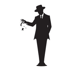 Magician pose silhouette vector illustration