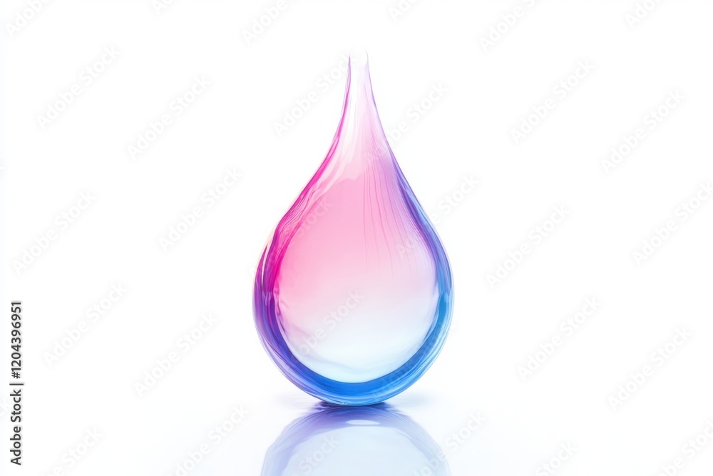 Poster colorful water drop creating an artistic display with a blend of pink and blue hues against a white 